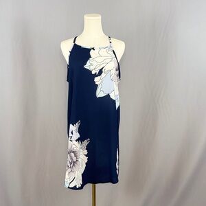 Chic Navy Floral Sleeveless Dress